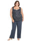 ფოტო #3 პროდუქტის Plus Size Embellished Jacket, Sleeveless Top and Pants Set