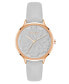 ფოტო #1 პროდუქტის Women's Quartz Gray Faux Leather Band Watch, 34.5mm