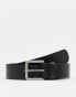 Фото #1 товара ASOS DESIGN smart leather belt with gold buckle in black