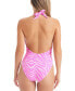 Jessica Simpson Womens Electric Zebra Plunge-Neck One-Piece Halter Swimsuit Sz M