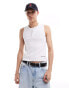 Фото #1 товара Reclaimed Vintage ribbed tank vest with henley detail in white