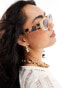 Фото #4 товара AIRE X ASOS ceres rectangle sunglasses in beige with tort arms