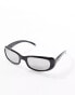 Фото #2 товара AIRE supernova slim oval sunglasses in black with silver mirror lens