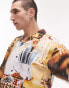 Topman short sleeve relaxed revere cafe printed shirt in multi