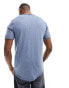 Фото #4 товара ONLY & SONS raw edge longline curve hem t-shirt in blue