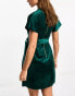 Closet London kimono sleeve velvet mini dress with wrap tie in emerald DE 38 - фото #8