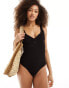 & Other Stories crinkle swimsuit with knot detail in black Черный, 32 - фото #2