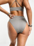 Фото #3 товара Weekday Heat high waist bikini bottom in shiny grey