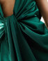 Фото #3 товара ASOS DESIGN satin deep plunge midi dress with twist front detail in green