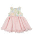 ფოტო #2 პროდუქტის Baby Girls Sleeveless 3D and Embroidered Floral Social Dress