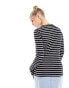 New Look long sleeve crew neck top in white stripe weiß, 36 - фото #3