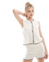 ASOS DESIGN blanket stitch waistcoat with scallop edge in cream Бежевый, L - EU 44-46 - фото #1