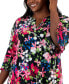 Фото #3 товара Plus Size Floral-Print 3/4-Ruffled-Sleeve Blouse