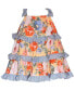 ფოტო #1 პროდუქტის Baby Girls Mixed Print Bow Shoulder Dress with Ruffled Tiers