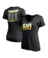 Women's Black Los Angeles Rams Super Bowl LVI Bound Tilted Roster V-Neck T-shirt