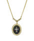 ფოტო #1 პროდუქტის 14K Gold Dipped Carded Oval Multi Color Beaded Crystal Cross Necklace