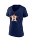 Фото #3 товара Women's Navy Houston Astros Core Official Logo V-Neck T-shirt