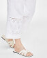 Фото #4 товара Women's 100% Linen Cropped Eyelet Pull-On Pants, Created for Macy's