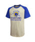 ფოტო #3 პროდუქტის Men's Threads Cream, Royal Los Angeles Rams 2021 NFC Champions Raglan T-shirt