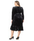 ფოტო #3 პროდუქტის Women's Plus Size Viola Velvet Long Sleeve Wrap Dress