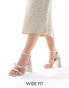 Be Mine Wide Fit Bridal Angelin bow block heel sandals in blush