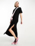 Фото #1 товара COLLUSION slinky maxi t-shirt dress in black