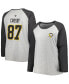 ფოტო #1 პროდუქტის Women's Sidney Crosby Heather Gray, Heather Charcoal Pittsburgh Penguins Plus Size Name and Number Raglan Long Sleeve T-shirt