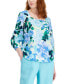 Фото #1 товара Women's 100% Linen Printed Square-Neck Top, Created for Macy's