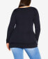 Фото #2 товара Plus Size Ribbed Trim Sweater