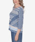 Petite Blue Bayou Women's Geometric Print Top PL - фото #4