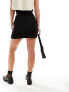 Фото #7 товара & Other Stories belted high waist mini skirt with pockets in black