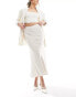 & Other Stories satin midi skirt with panel detail in off white