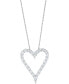 ფოტო #1 პროდუქტის Lab Grown Diamond Heart Pendant Necklace (2 ct. t.w.) in 14k White Gold, 16" + 2" extender