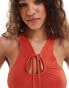 Фото #2 товара COLLUSION tank top with ruche keyhole in orange