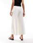 Mango belt detail linen straight leg trouser in white