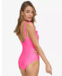 Dkny Ruffle Plunge Underwire Tummy Control One-Piece Swimsuit Pink Size 6