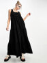 Фото #1 товара COLLUSION square neck tiered maxi dress in black