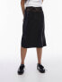 Фото #1 товара Topshop lace waistband insert 90s length satin bias skirt in black