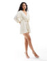 Фото #4 товара Edited belted tie waist playsuit in beige