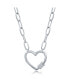 Фото #1 товара Sterling Silver Gold or Rose Gold Plated over sterling silver CZ Heart Carabineer Paperclip Necklace