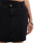 Фото #4 товара River Island denim mini skirt with crossover waist in black