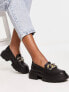 Pimkie chunky loafer with gold chain detail in black