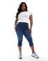 Фото #5 товара ONLY Curve Augusta high waisted skinny pedal pusher jean in mid blue wash