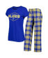 Women's Blue, Gold St. Louis Blues Badge T-shirt and Pants Sleep Set
