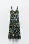 Фото #3 товара Платье миди с цветочным принтом ZARA