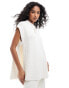 SNDYS cotton high neck knitted sleeveless jumper co-ord in white