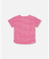 Girl Crinkle Jersey Top With Flower Applique Vichy Pink - Toddler Child