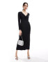 & Other Stories supersoft luxe jersey midi dress with twist front detail in black