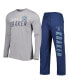 ფოტო #1 პროდუქტის Men's Deep Sea Blue, Gray Seattle Kraken Meter Long Sleeve T-shirt and Pants Sleep Set