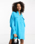 Фото #1 товара ASOS DESIGN double cloth oversized mini shirt dress in blue